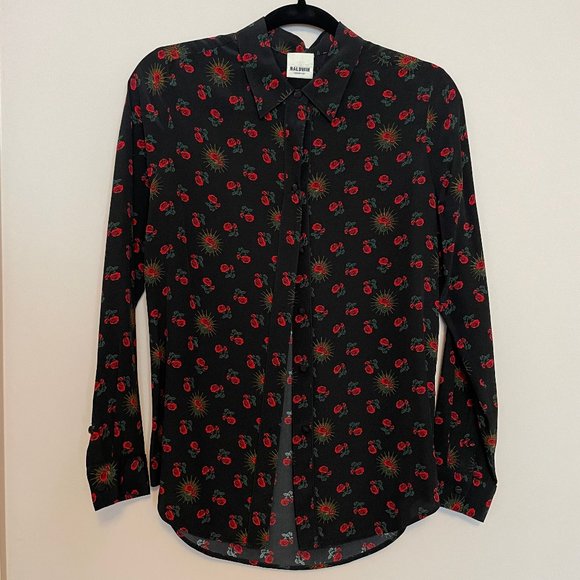 Baldwin Denim Nora Button Down Shirt, Red Calico Roses, XS - Picture 1 of 4